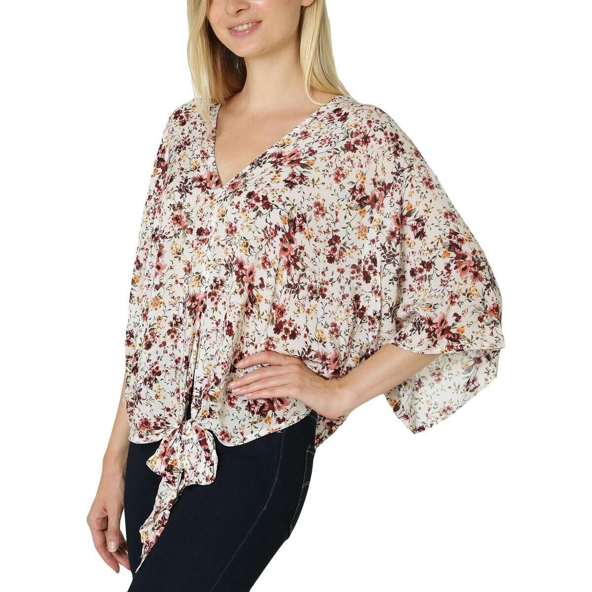 P&amp;E Cream Floral Rayon Top