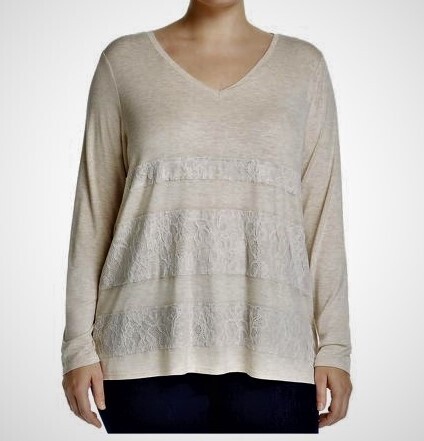 Lace Applique X Oatmeal LS Top*CLEARANCE*