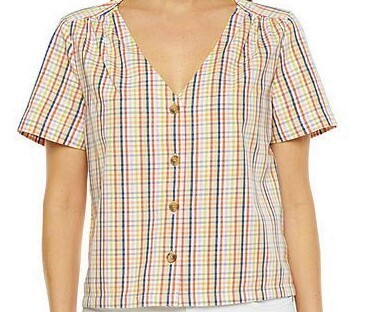 Multi-Gingham Crop Blouse *Clearance*