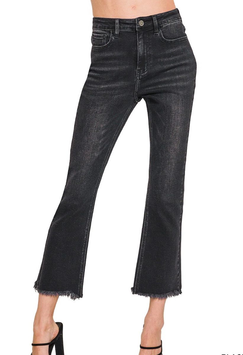 ZE Straight Raw Crop Blk 9506BK