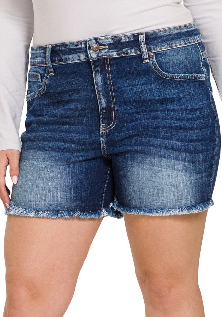 ZE X Fray Hem Denim Shorts