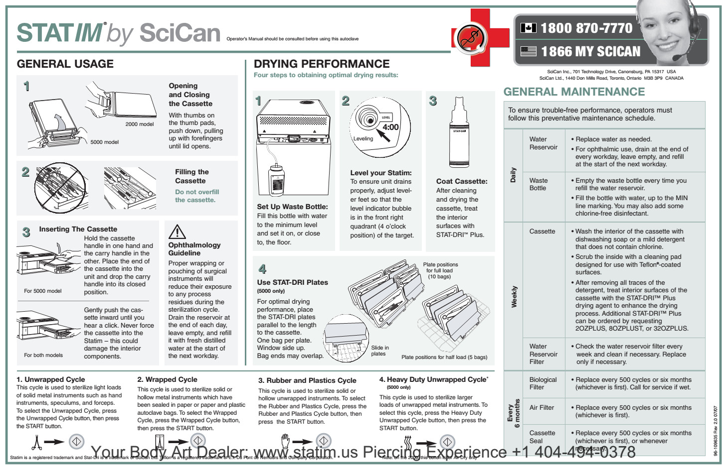 Quick Reference Poster Maintenance STATIM 2000 &amp; 5000