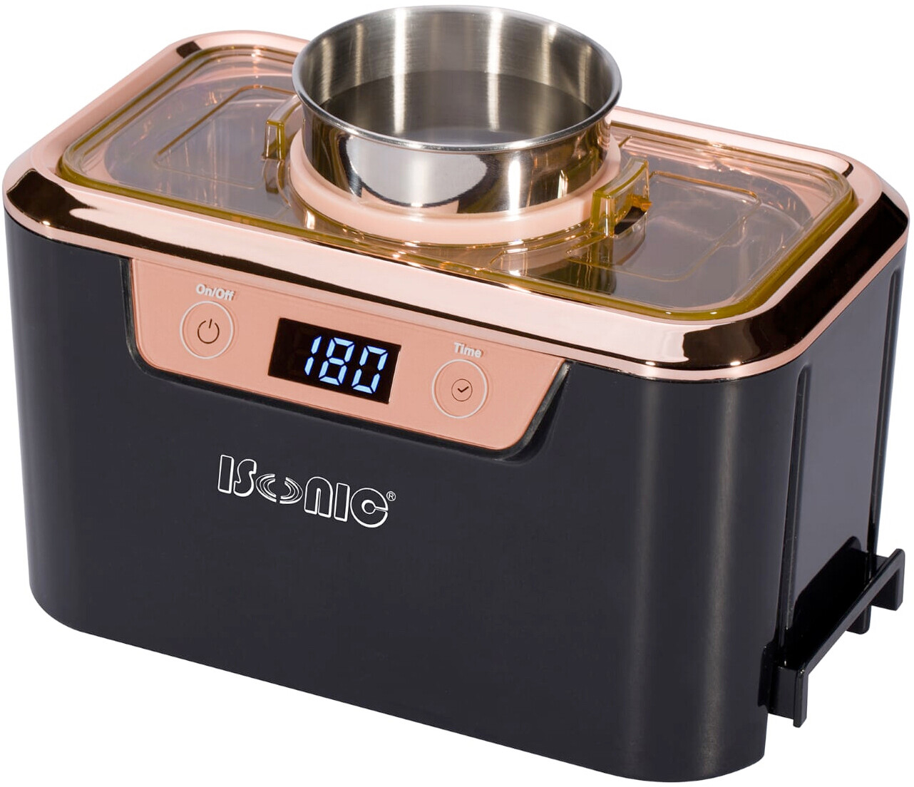 Ultrasonic Cleaner 800ml/0.85quart, Beaker: Jewelry Basket, Color: Black/Rose Gold
