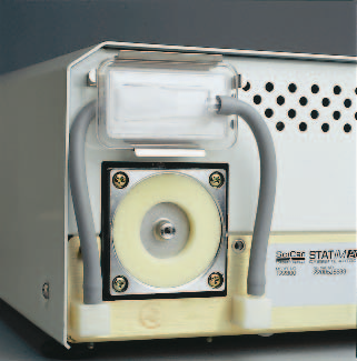 View of STATIM 2000 showing Biological Air Filter and Air compressor filter with the cover removed (available as a Kit)