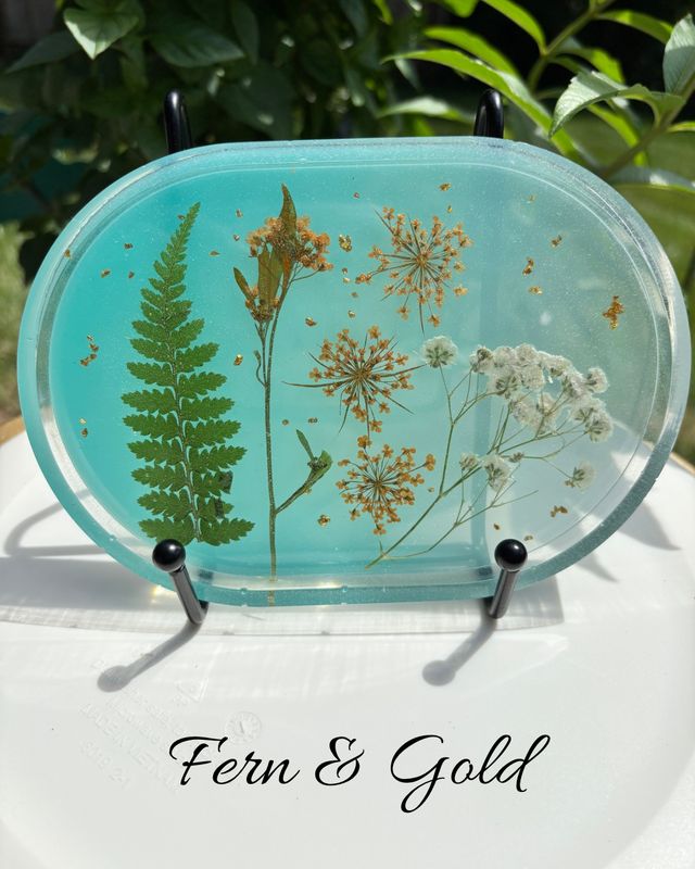 Fern & Gold Trinket Tray