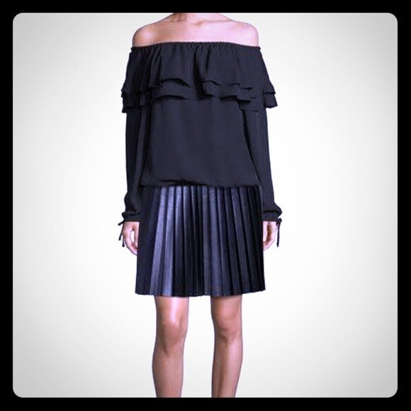MICHAEL KORS BLACK MICRO-pleated BLK skirt L 