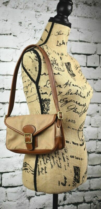 Pre-Loved COACH LEGACY DEMI Khaki/Tan Canvas &amp; Leather Bag 