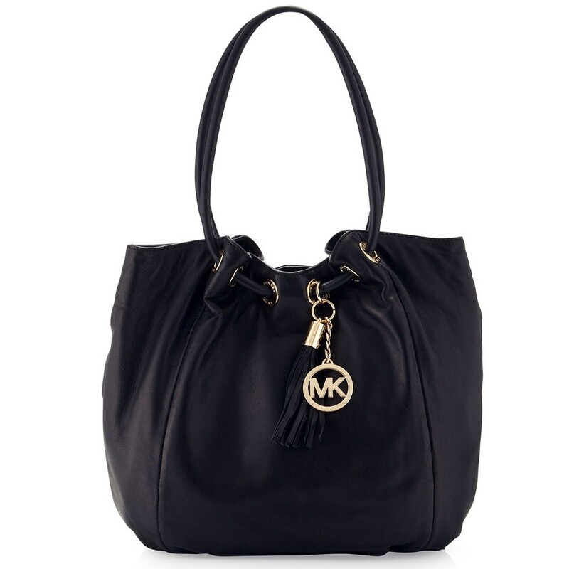 Michael Kors MD EW Black Leather Ring Tote
