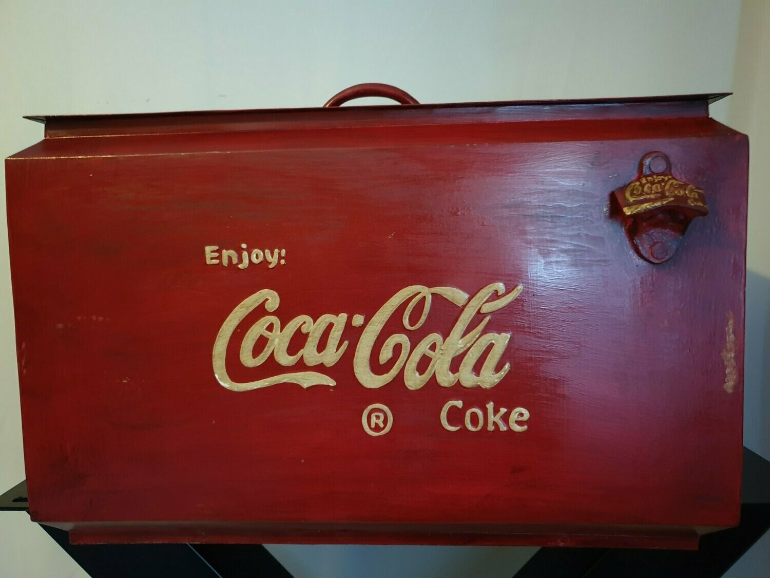 Kühlbox Vintage Coca Cola aus Metall - Holz Retro patiniert