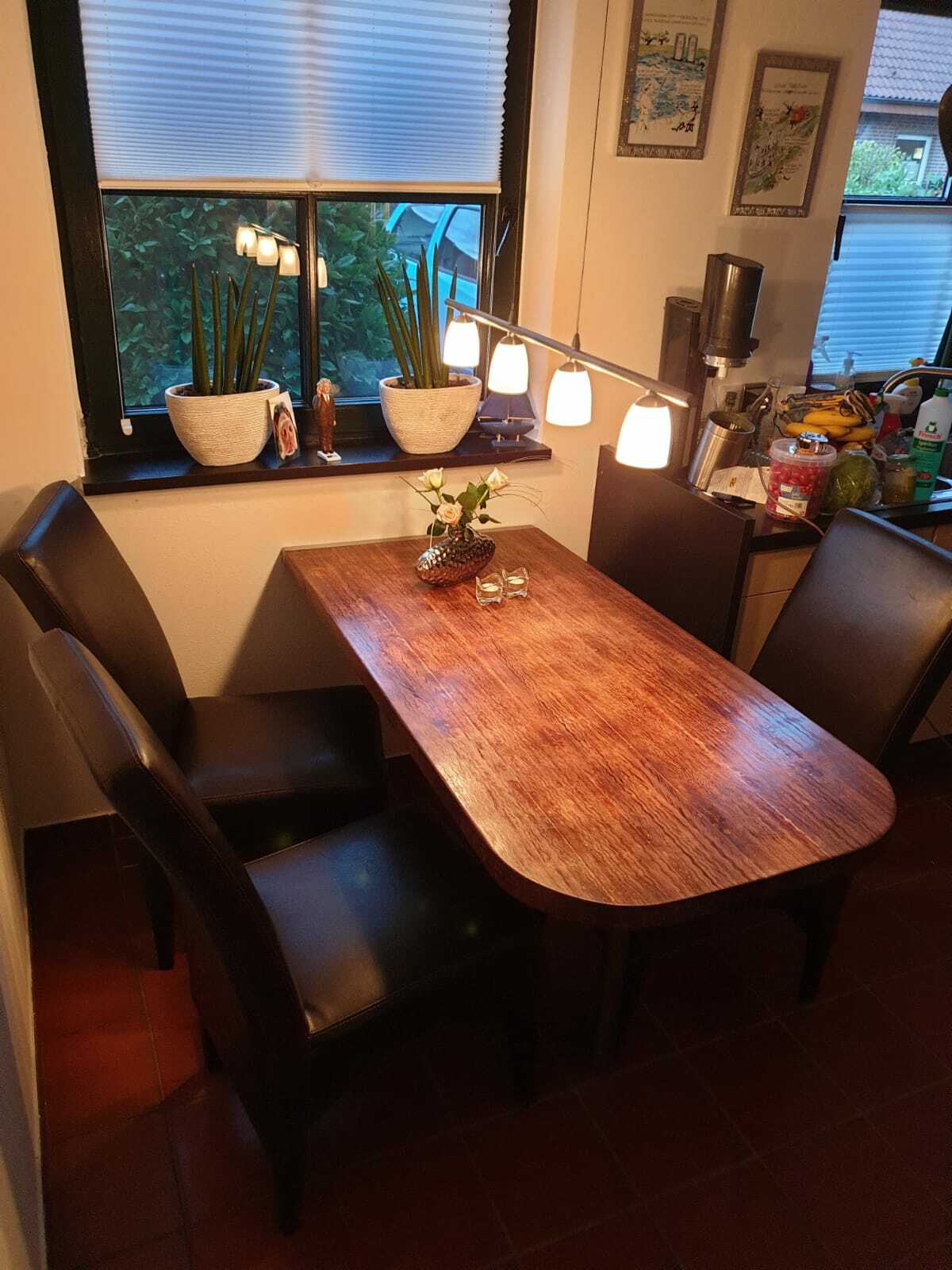 ca. 140 x 110 x 5 cm Couchtisch BANGKIRAI Massivholz Natur Tischplatte