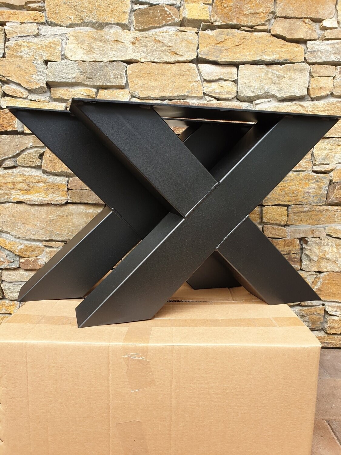 1 SET Tischuntergestell " X "schwarz " Stahl, Bank, Couchtisch