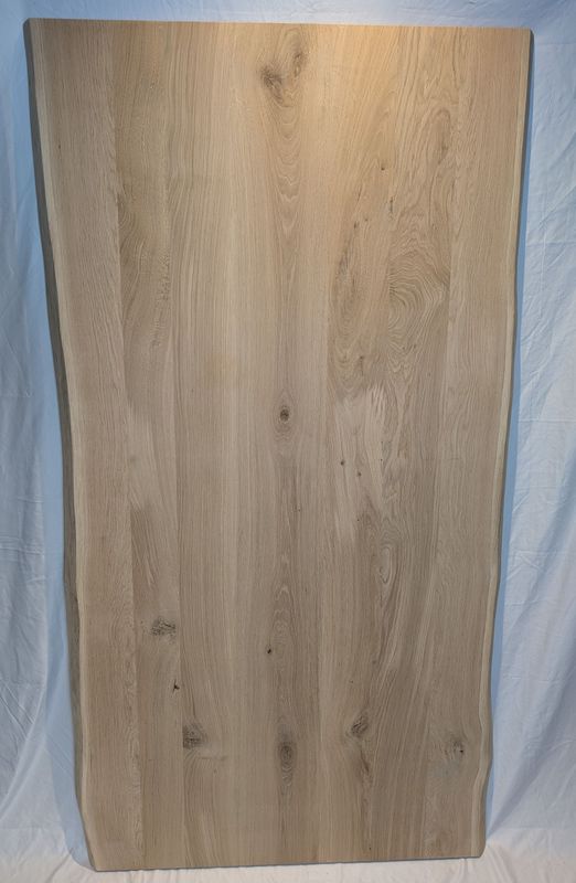 180 x ca. 91 - 95 x 4 cm Eiche geschliffen, Massivholz Tischplatte Baumkante