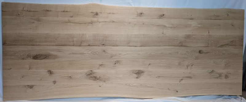 260 x ca. 97 - 99 x 4 cm Eiche geschliffen, Massivholz Tischplatte Baumkante
