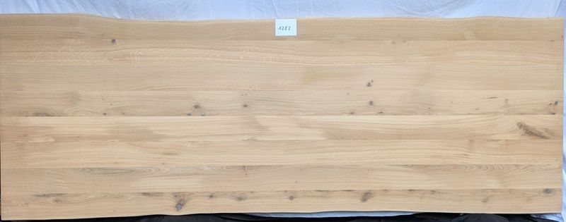 280 x ca. 97 - 101 x 4 cm Eiche geschliffen, Massivholz Tischplatte Baumkante