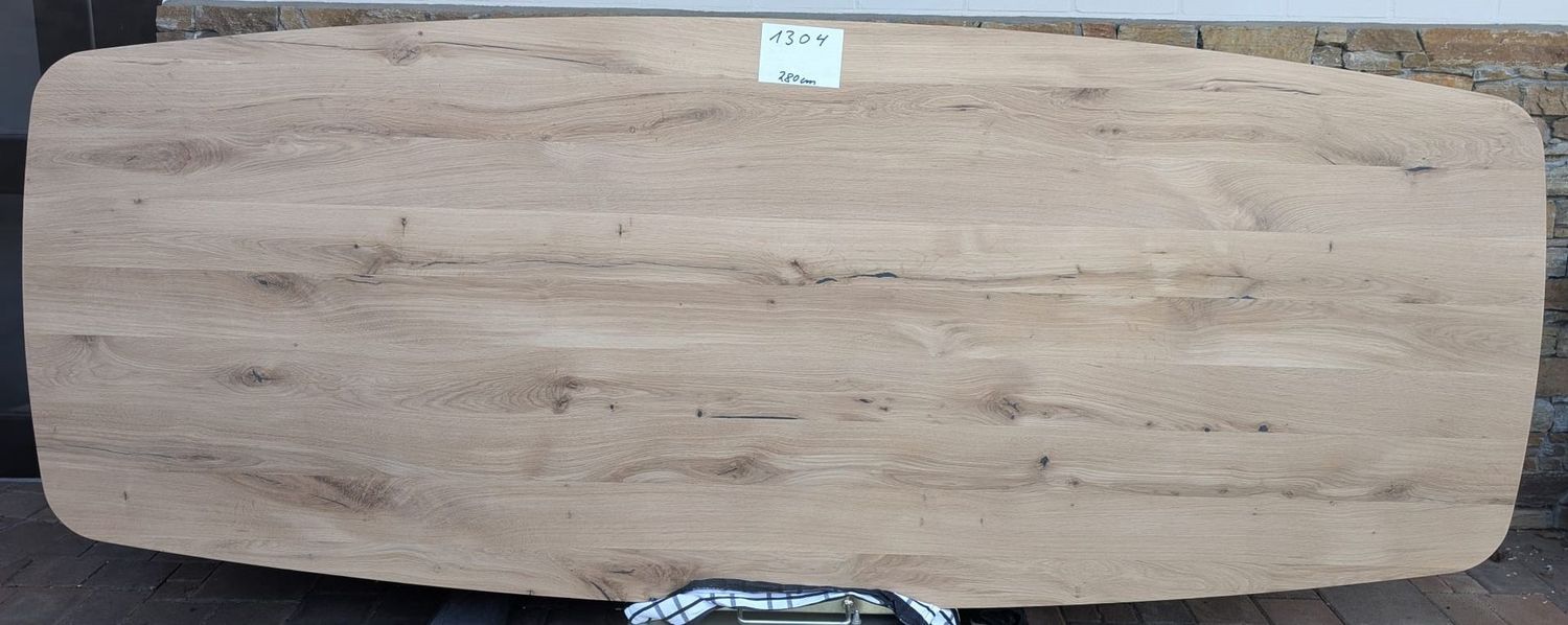 NEU Tischplatte Eiche vollmassiv Danish oval mit Schweizerkante  280 x ca. 89 -110 x 4 cm