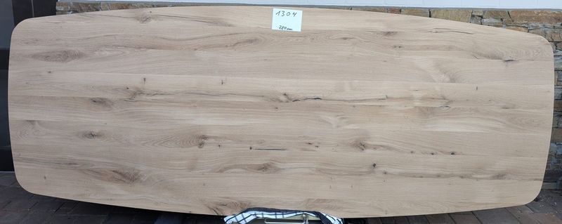 NEU Tischplatte Eiche vollmassiv Danish oval mit Schweizerkante  280 x ca. 89 -110 x 4 cm