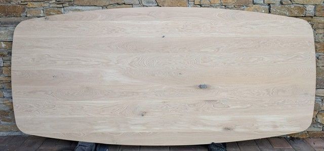 NEU Tischplatte Eiche vollmassiv Danish oval mit Schweizerkante   240 x ca. 88 -110 x 2 cm