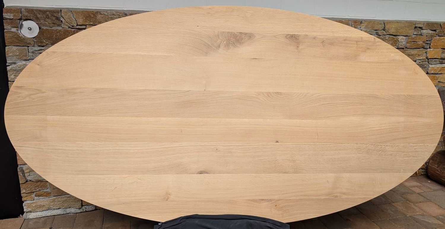 NEU Tischplatte Eiche vollmassiv  oval, mit Schweizer Kante   220 x 110 x 4 cm