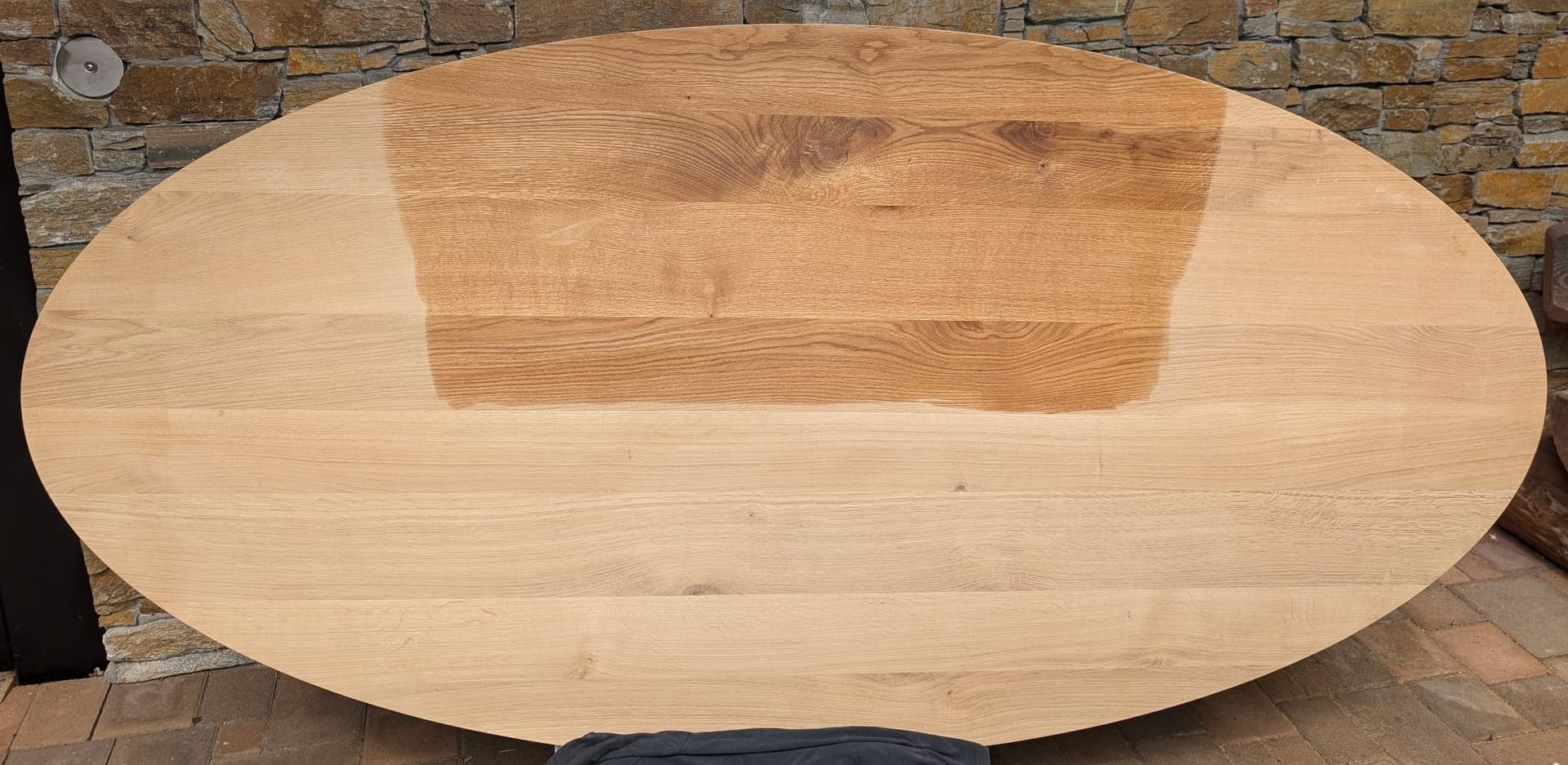 Tischplatte Eiche vollmassiv  oval, mit Schweizer Kante   220 x 110 x 4 cm
