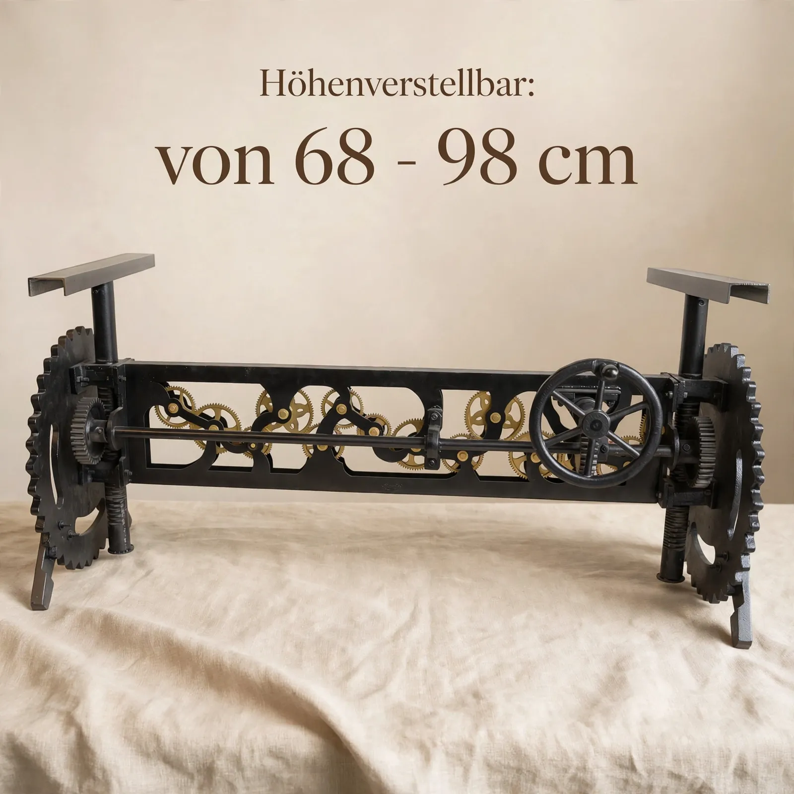 Tischgestell höhenverstellbar mit KURBEL 68 - 98 cm Gusseisen Industrial Designe