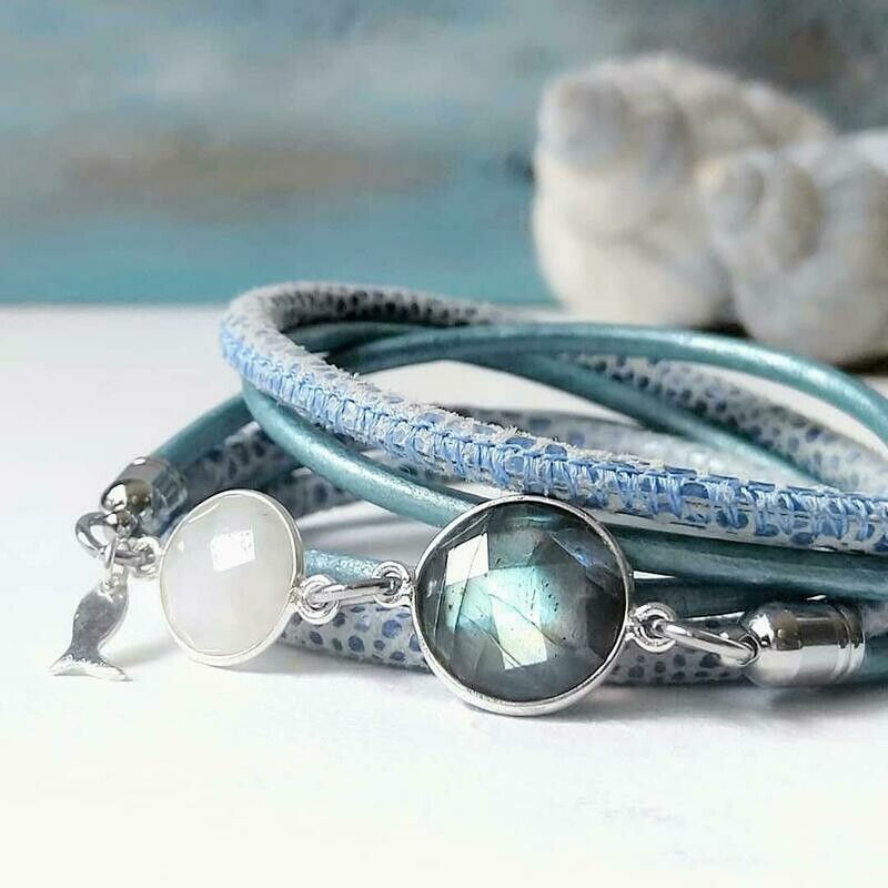 Lederarmband Labradorit/Mondstein Lederarmband Labradorit/Mondstein