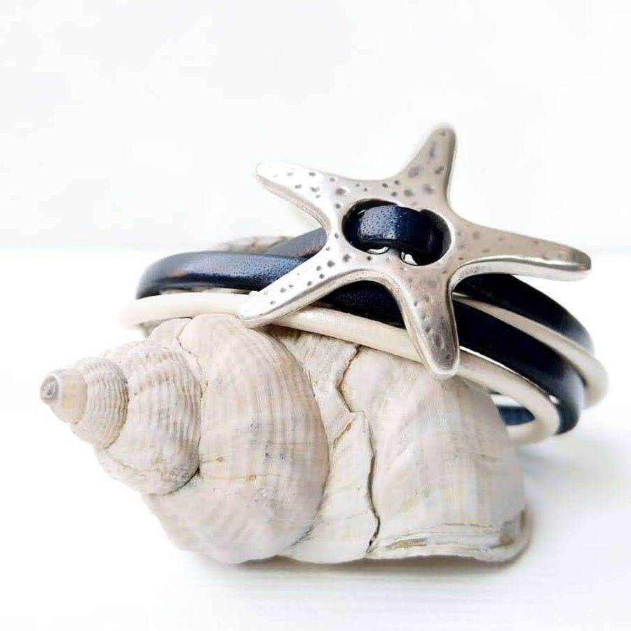 Lederarmband Seestern (marineblau)