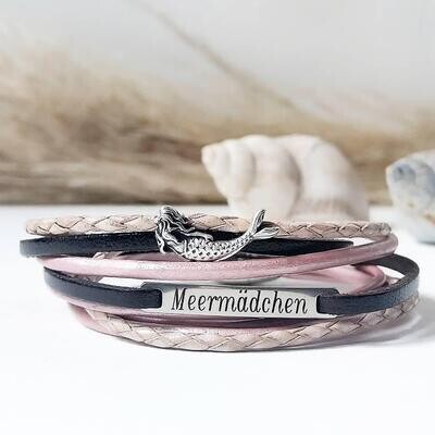 Lederarmband Meermädchen, rosa