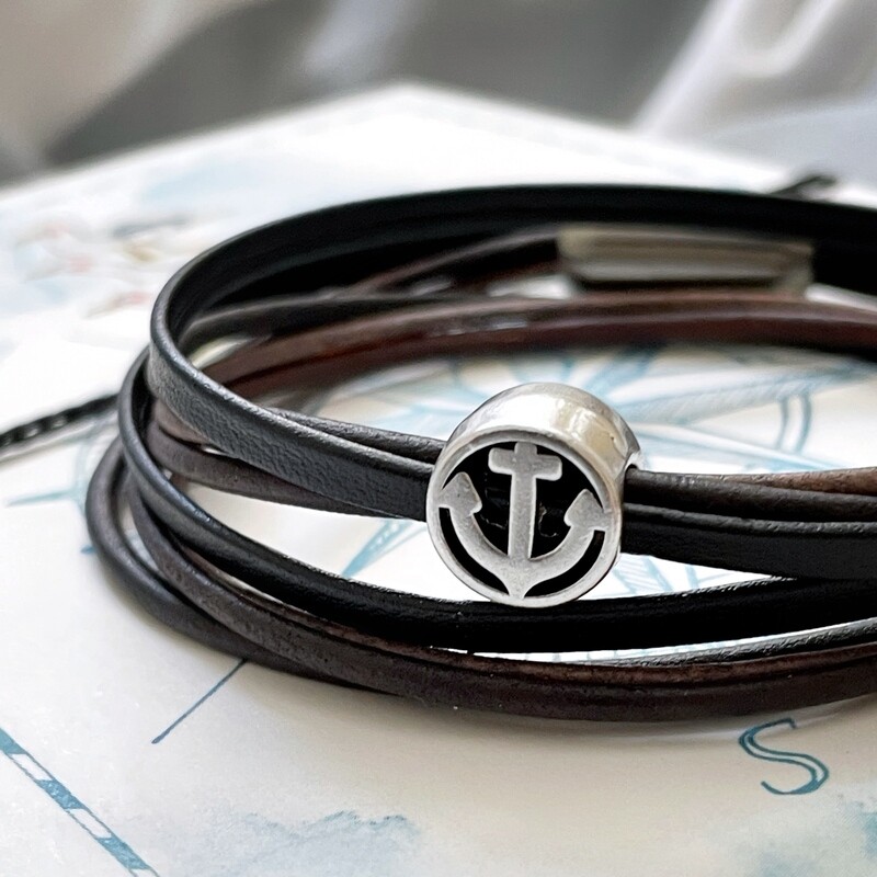 Lederarmband Ankerperle