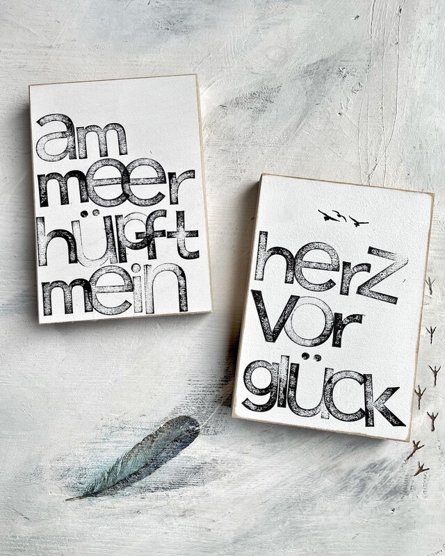 Schilder „Am Meer hüpft mein Herz vor Glück“ Schilder „Am Meer hüpft mein Herz vor Glück“