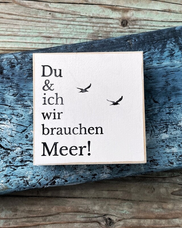 Schild Schild "Du und ich, wir brauchen Meer!"