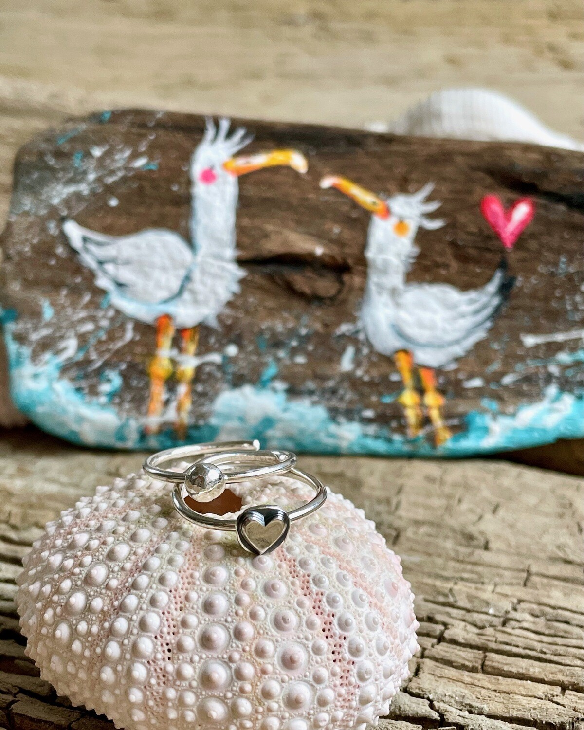 Kunst mol kieken!  Handgemacht: 925er Silber Ring Motiv Herz/Kugel