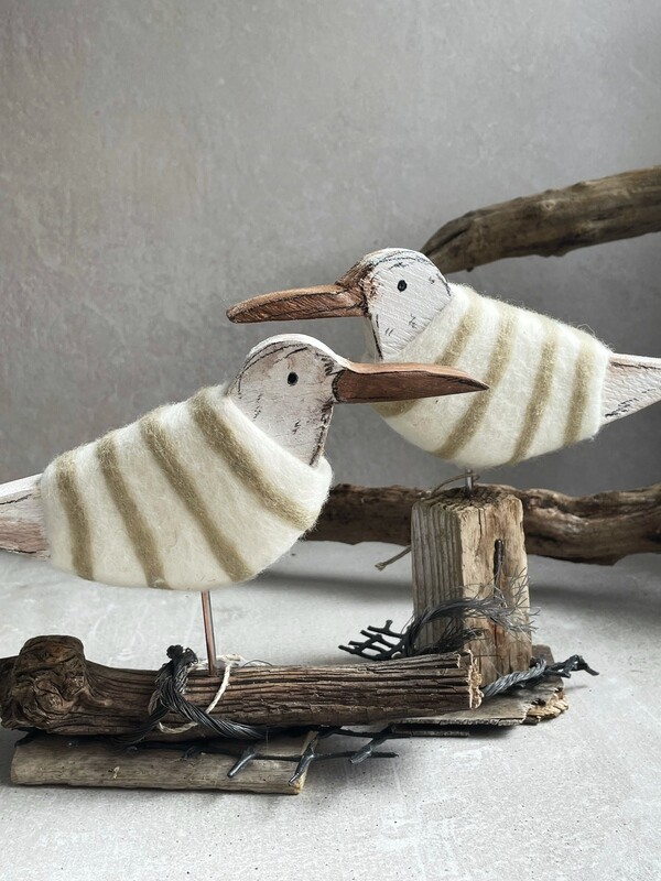 Ganz neu bei uns! Holz+Wolle Möwe mit Schild Ganz neu bei uns! Holz+Wolle Möwe mit Schild