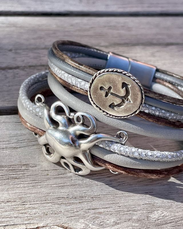 Armband Grey zur Auswahl z.B. mit Möwe, Wal, Anker ... Armband Grey zur Auswahl z.B. mit Möwe, Wal, Anker ...