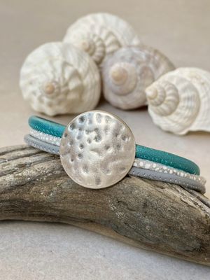 Armband Grau/Türkis zur Auswahl z.B. mit Scheibe, Qualle, Meerjungfrau  ...