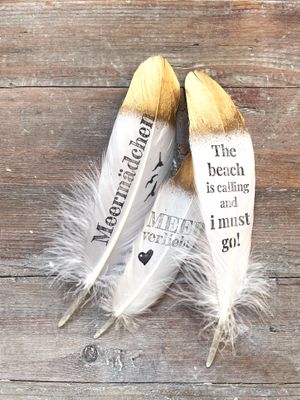 3er Set Federn mit Spruch