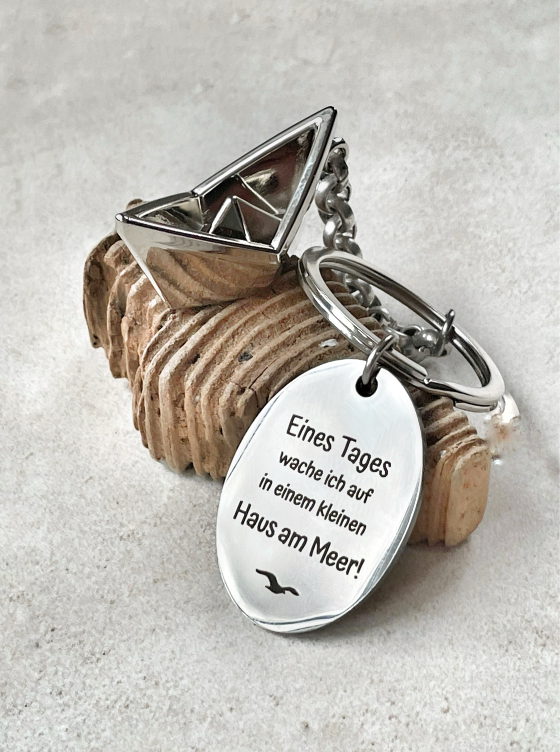 Edelstahl Schlüsselanhänger Papierboot