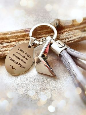 Leder Schlüsselanhänger Haus am Meer