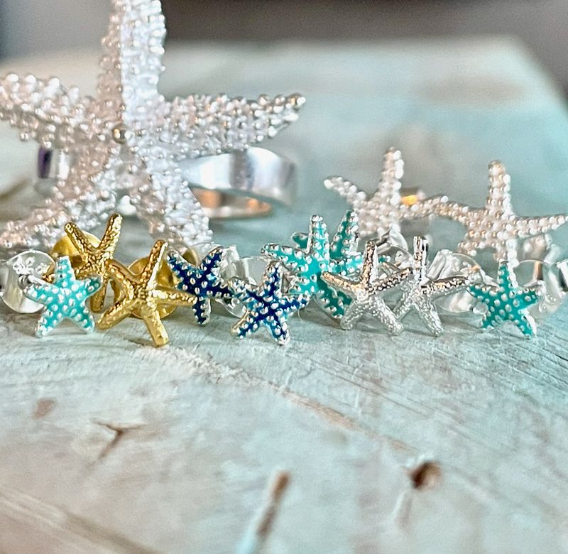 925er Silber Seestern Ohrstecker zur Auswahl