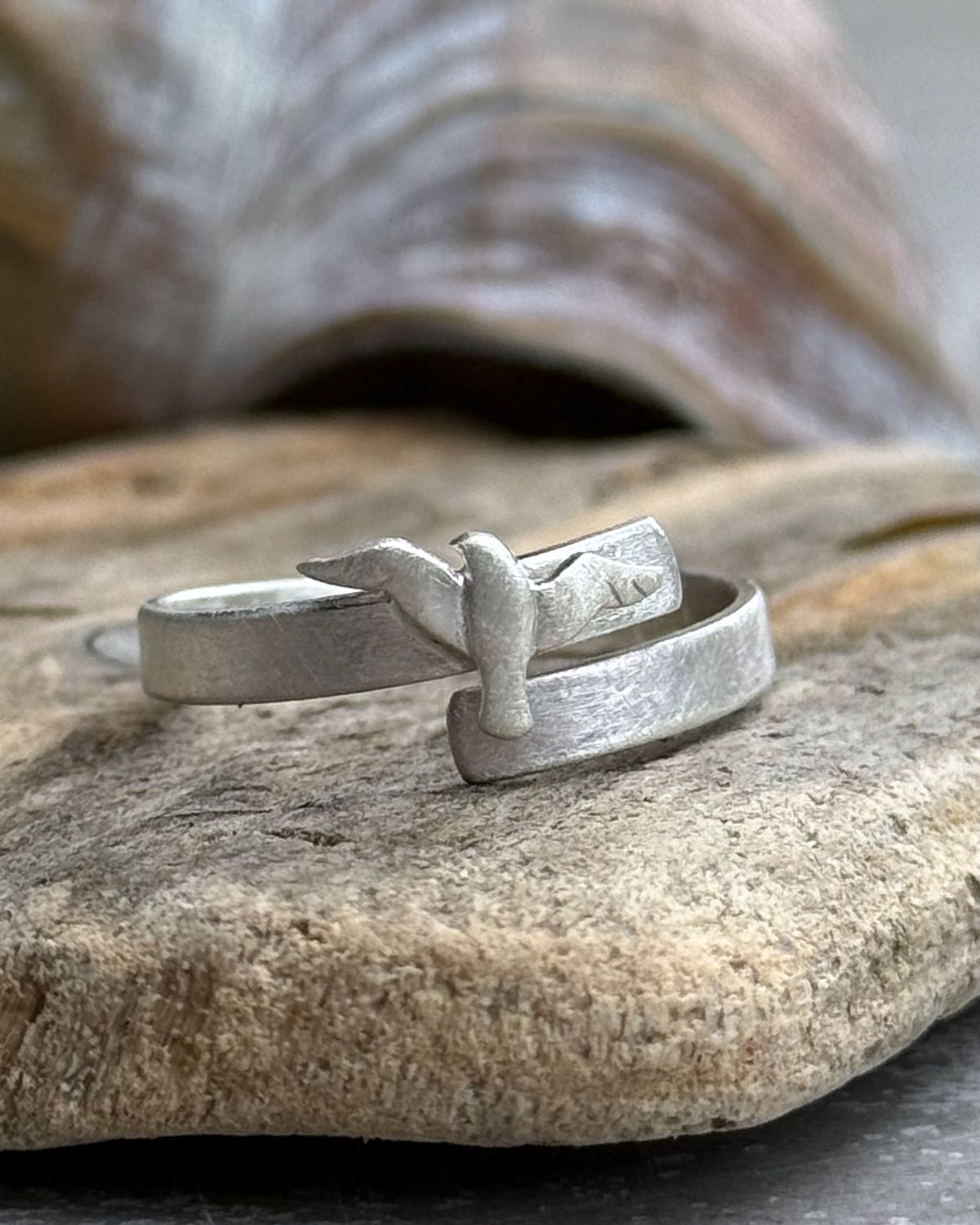 Meerfein ❤️ Möwenring, handgeschmiedet aus 925er Silber, mattiert