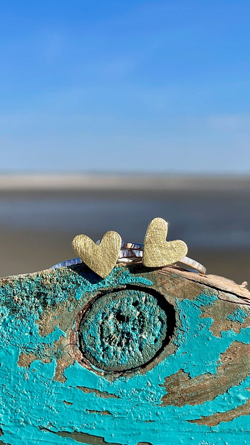 Herzring von Kunstmolkieken ❤️ Meerfein Verstellbar. Handgemacht aus 925er Silber und Messing