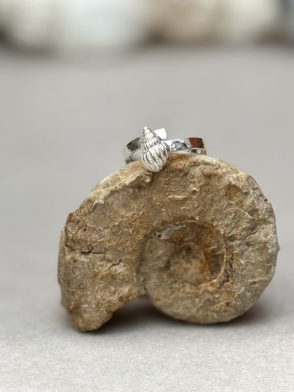  Ring Wellhornschnecke verstellbarer aus 925er Silber 