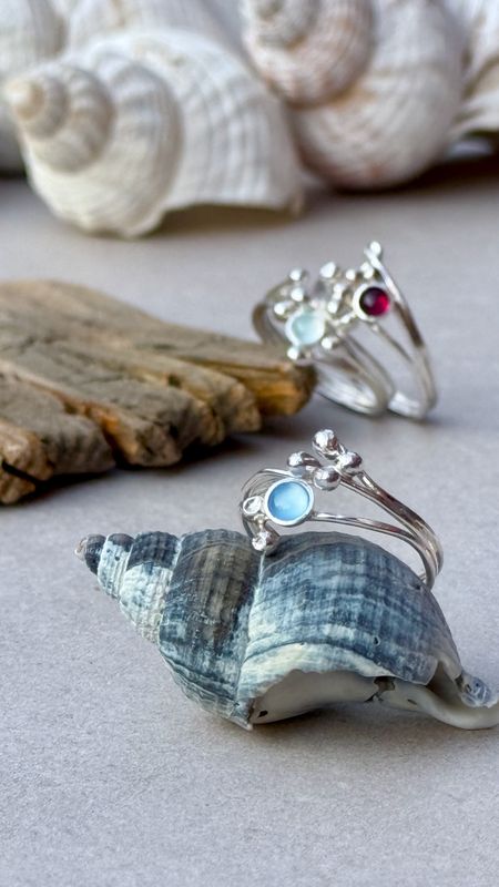 Kunstmolkieken/Meerfein ? Handgemacht: 925er Silber/ Seetang Ring