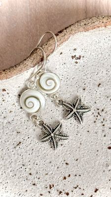 925er Ohrringe, Shiva Eye mit Seesternen