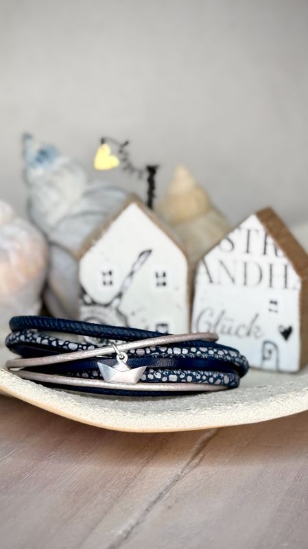 Lederarmband mit 925er Silber "Papierboot"