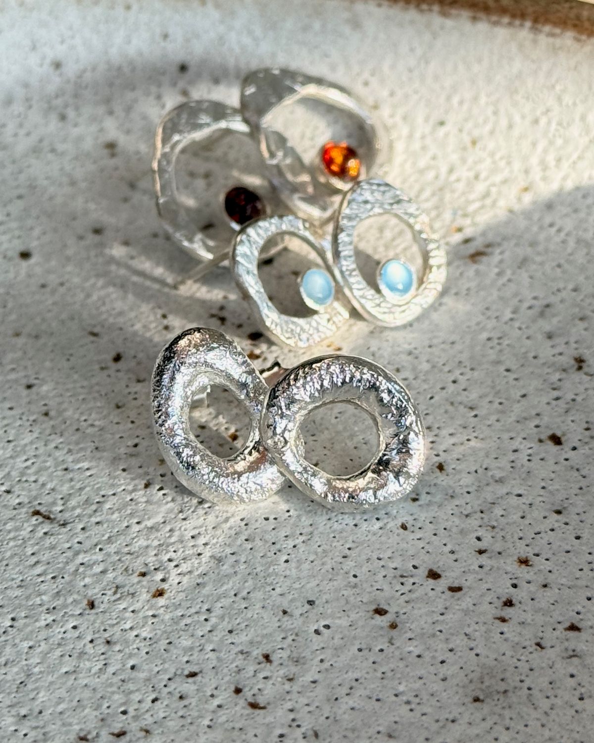 Meerfein ? 925er S. Ohrstecker, organisch