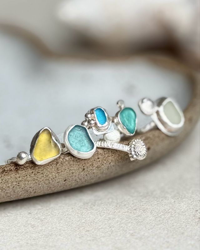 ? Seeglasring, handgemacht aus 925er Silber