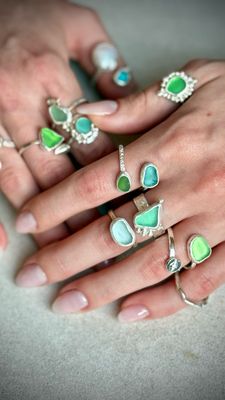 Meerfein ? Seeglasring, handgemacht aus 925/999er Silber