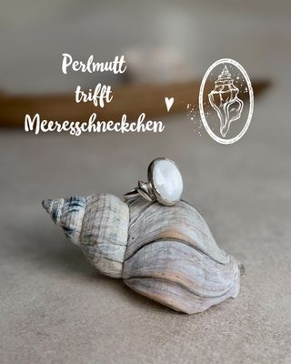 Perlmutt Silberring, handgemacht aus 925/999er Silber Perlmutt Silberring, handgemacht aus 925/999er Silber
