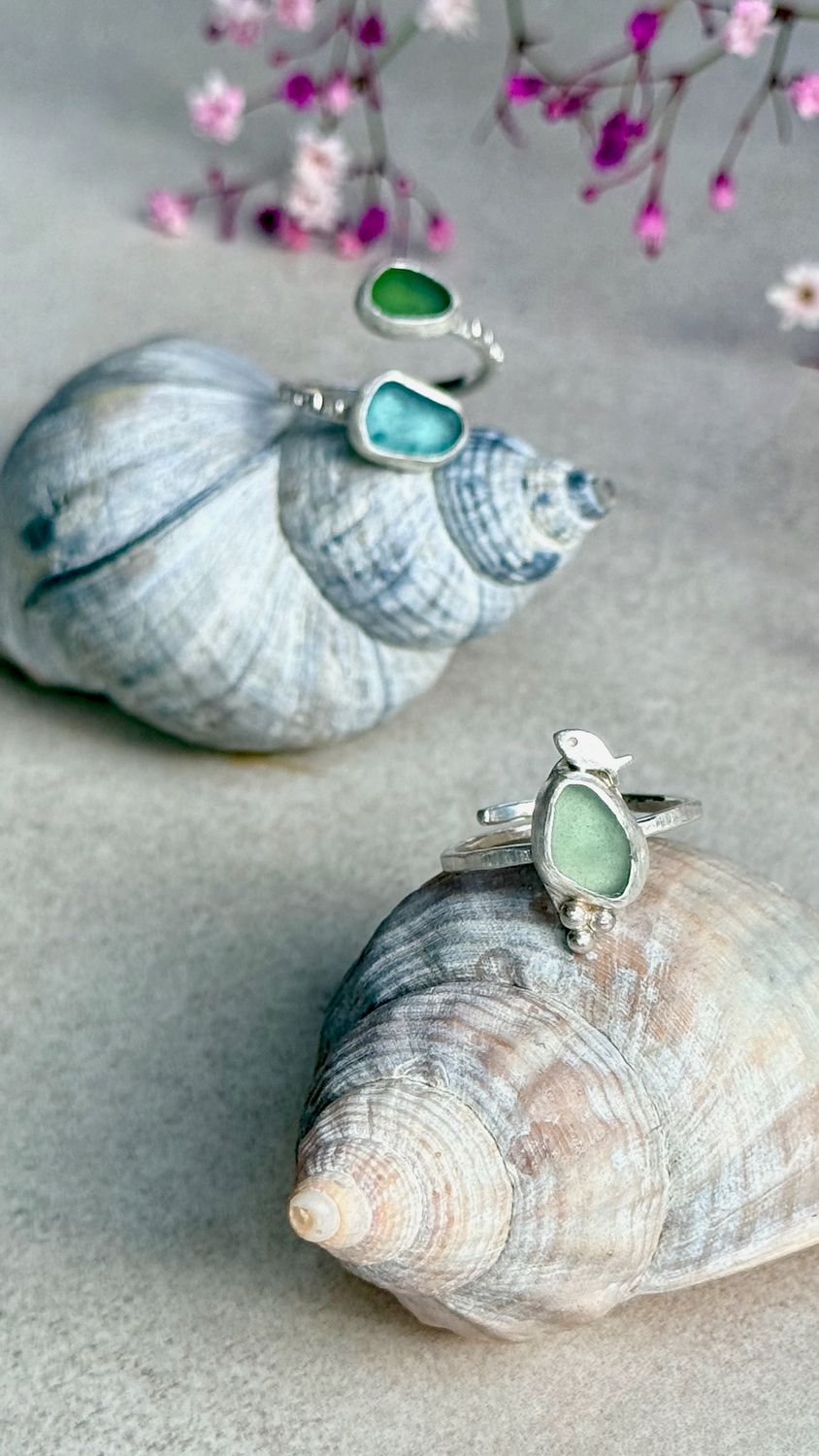 ? Seeglasring, handgemacht aus 925/999er Silber ? Seeglasring, handgemacht aus 925/999er Silber