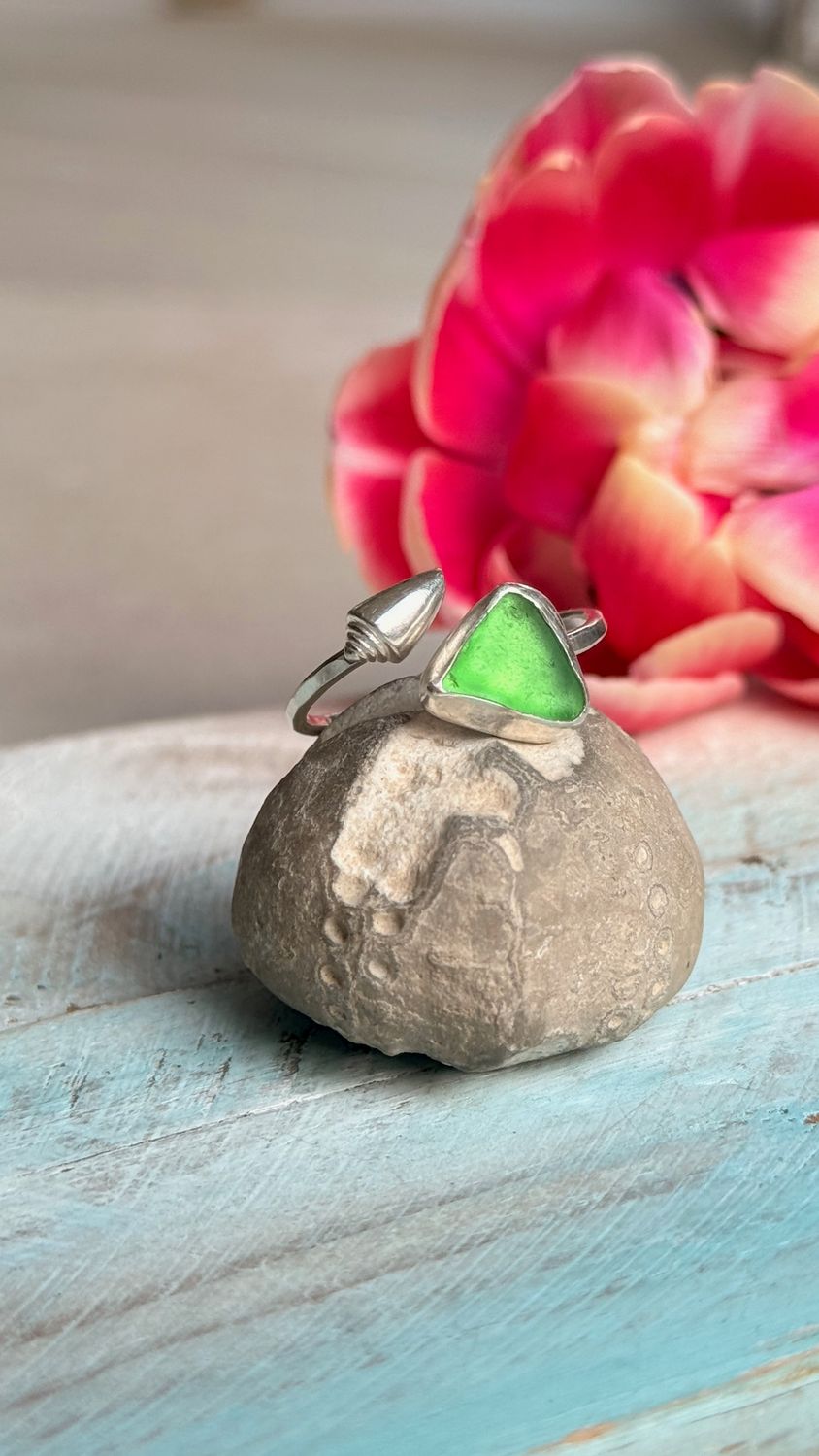 ? Seeglasring, handgemacht aus 925/999er Silber ? Seeglasring, handgemacht aus 925/999er Silber